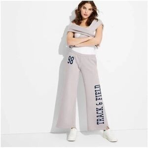 Wild Fable Wide Leg 98 Track & Field Sweatpants Pockets Women Sz S Purple Gray